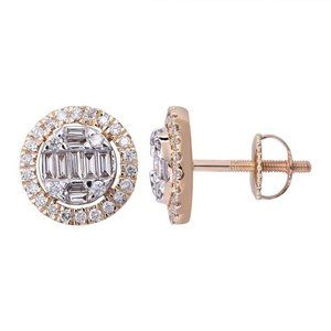 14k Gold 0.70 ct Baguette Diamond Stud Earring